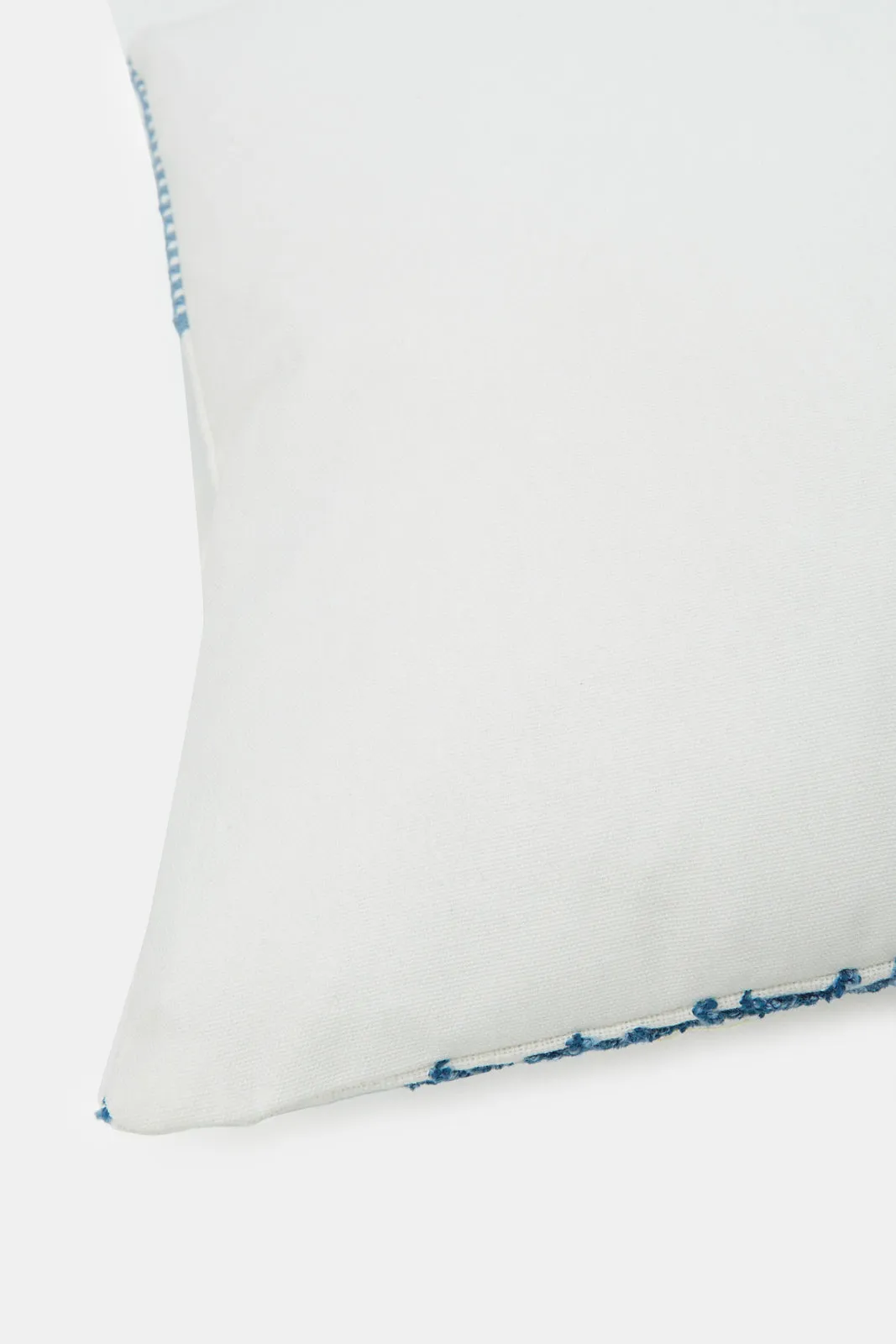 Ivory And Blue Starfish Embroidered Cushion