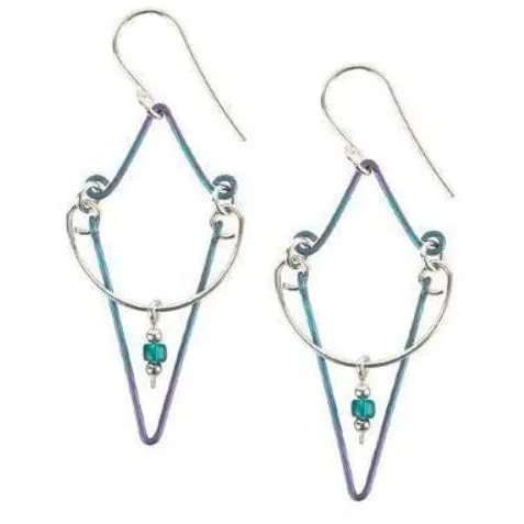 Jody Coyote Free Form Blue And Purple Circus Cap Drop Earring