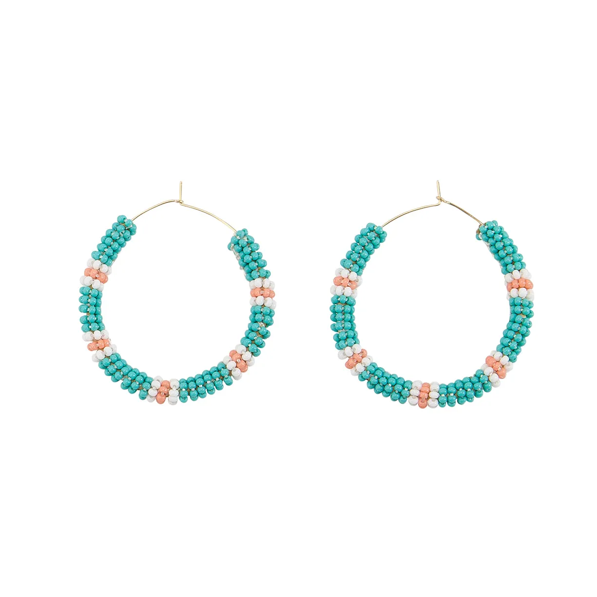 Jongoo Hoops - TURQUOISE/WHITE/SALMON