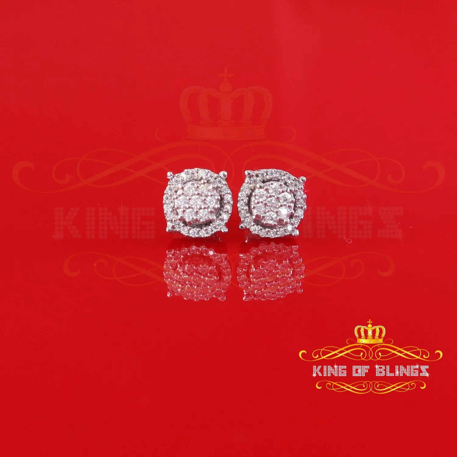 King of Bling's 925 Silver White 0.40ct VVS 'D' Moissanite Round Men's / Womens Stud Earrings