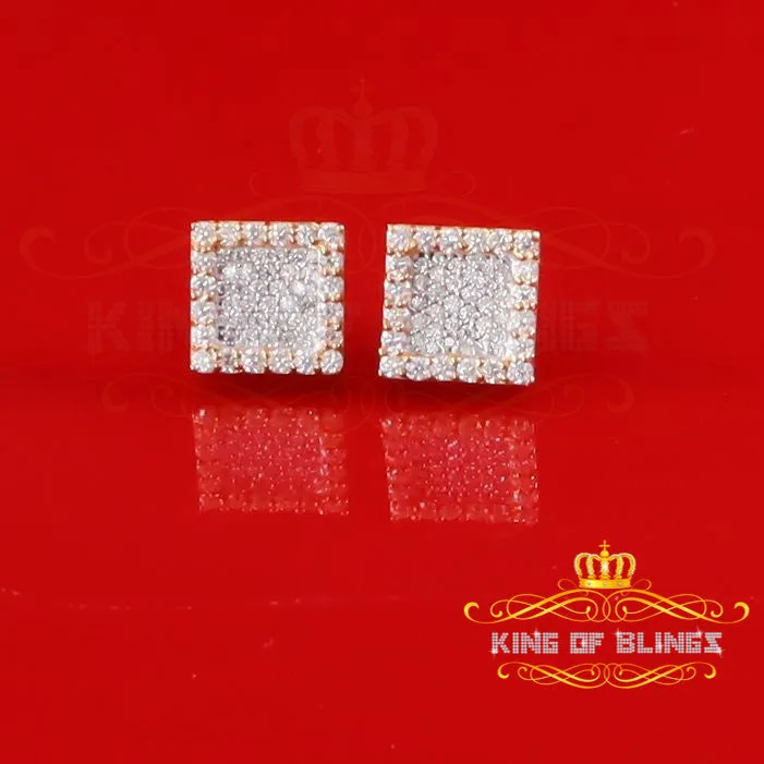 King  of Bling's 925 Yellow Silver 0.80ct VVS 'D' Moissanite Square Stud Earring Men's/Womens