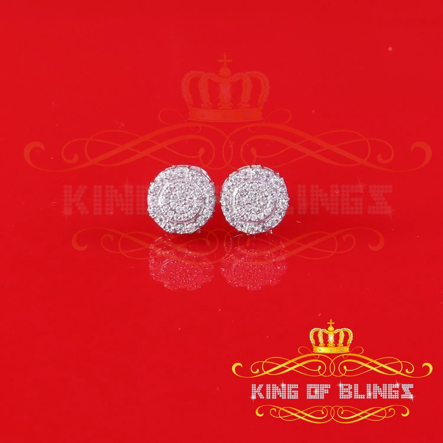 King of Bling's Men's/Womens 925 Silver White 0.50ct VVS 'D' Moissanite Round Stud Earrings