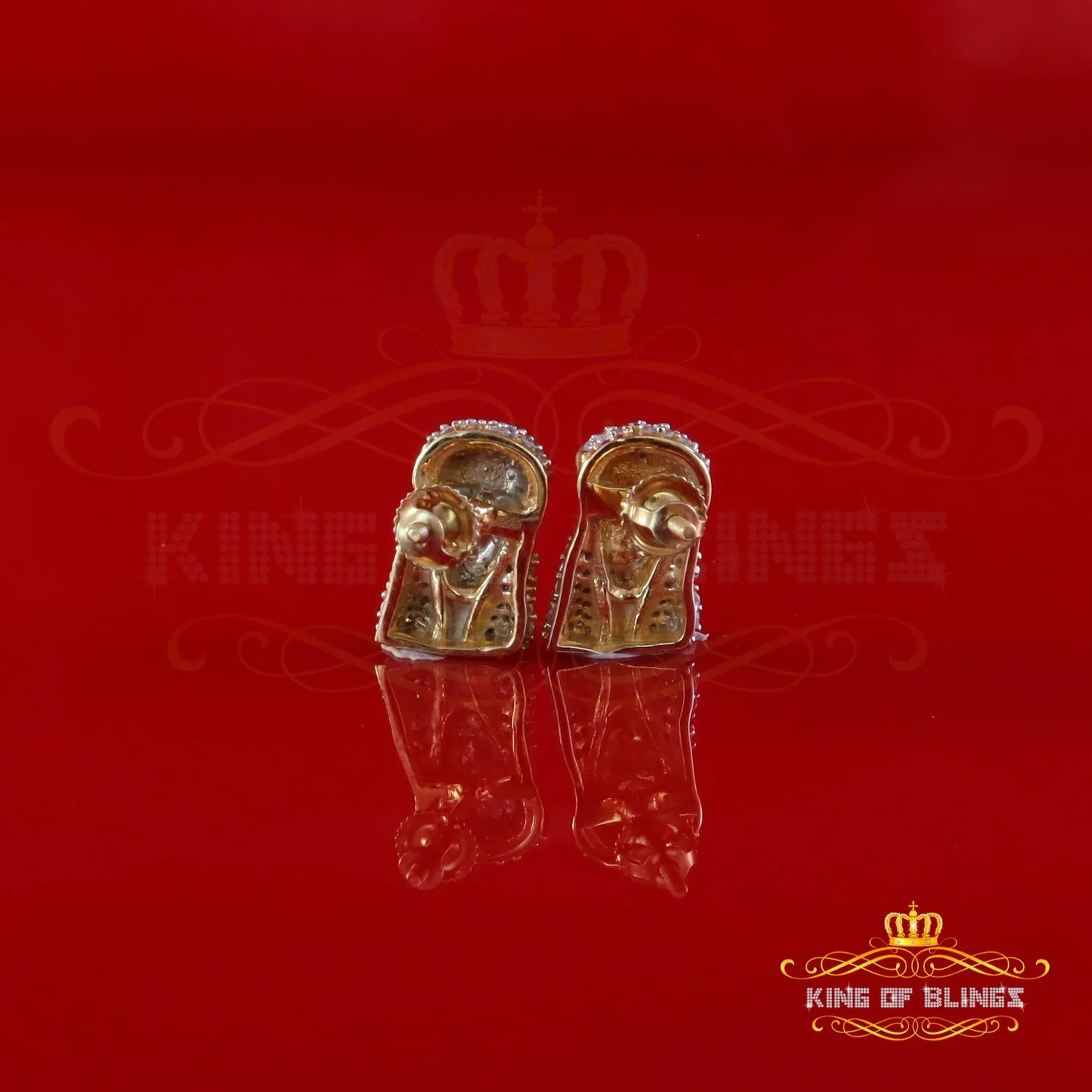 King  of Bling's Yellow Jesus 0.33ct VVS 'D' Moissanite Men's/Womens 925 Silver Stud Earrings