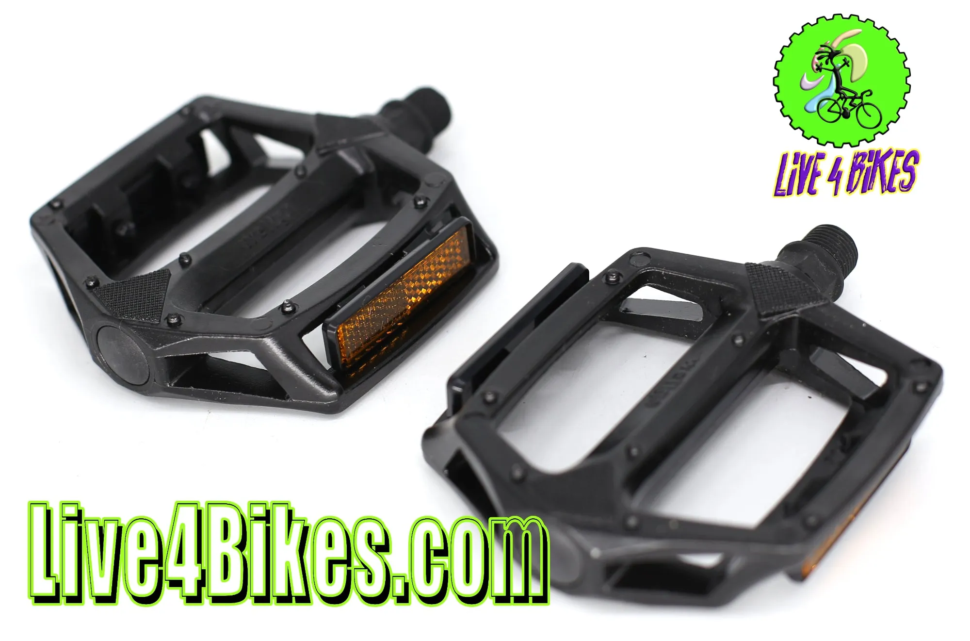 Large Platform 9/16 Replacement Pedals Aluminum  Black - Live 4 Bikes