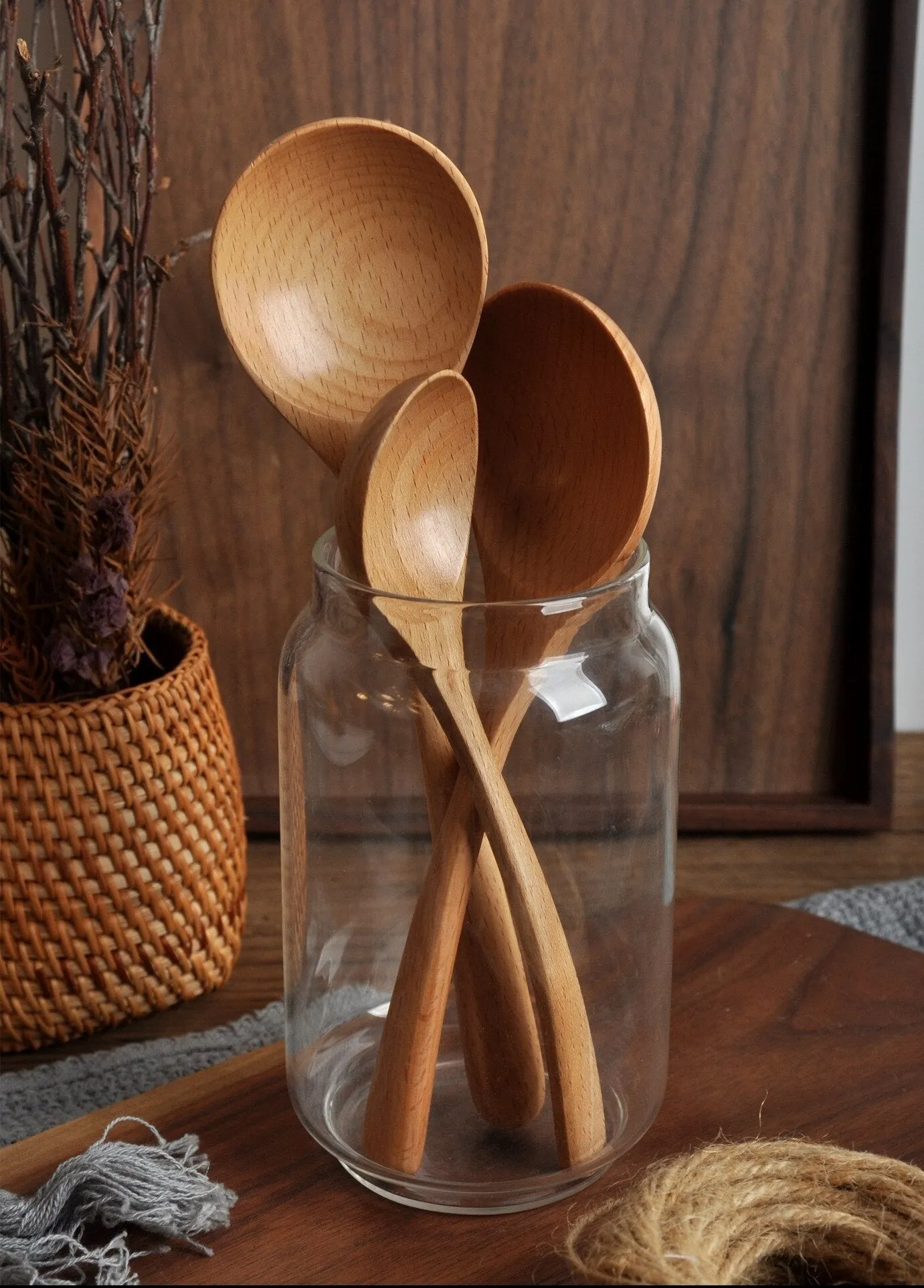 Large Wooden Soup Scoops with Long Handle