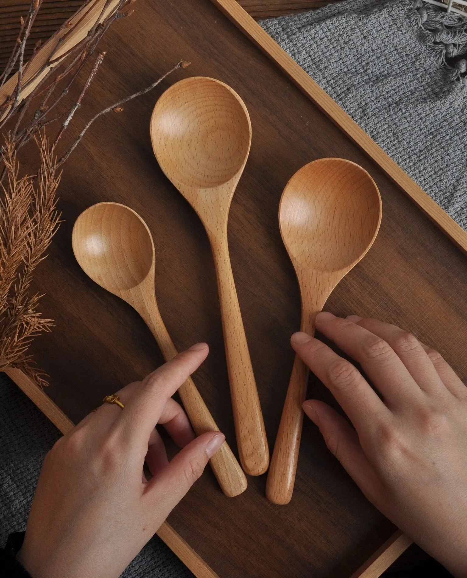 Large Wooden Soup Scoops with Long Handle