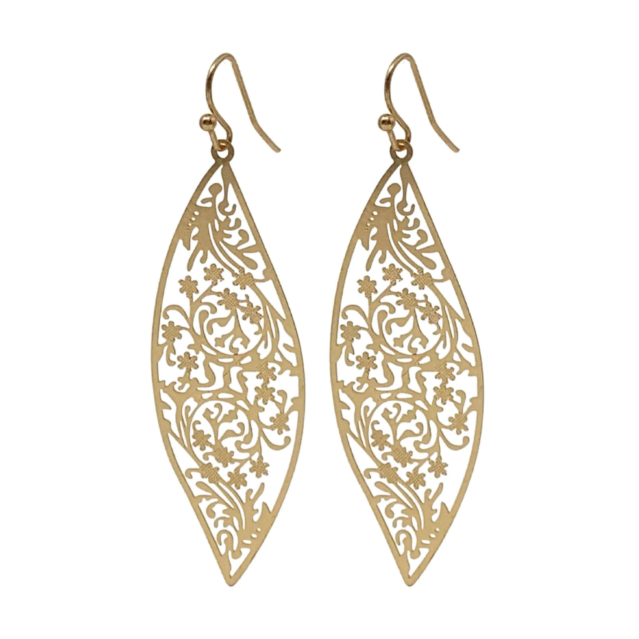 Long Floral Pattern Teardrop Earrings