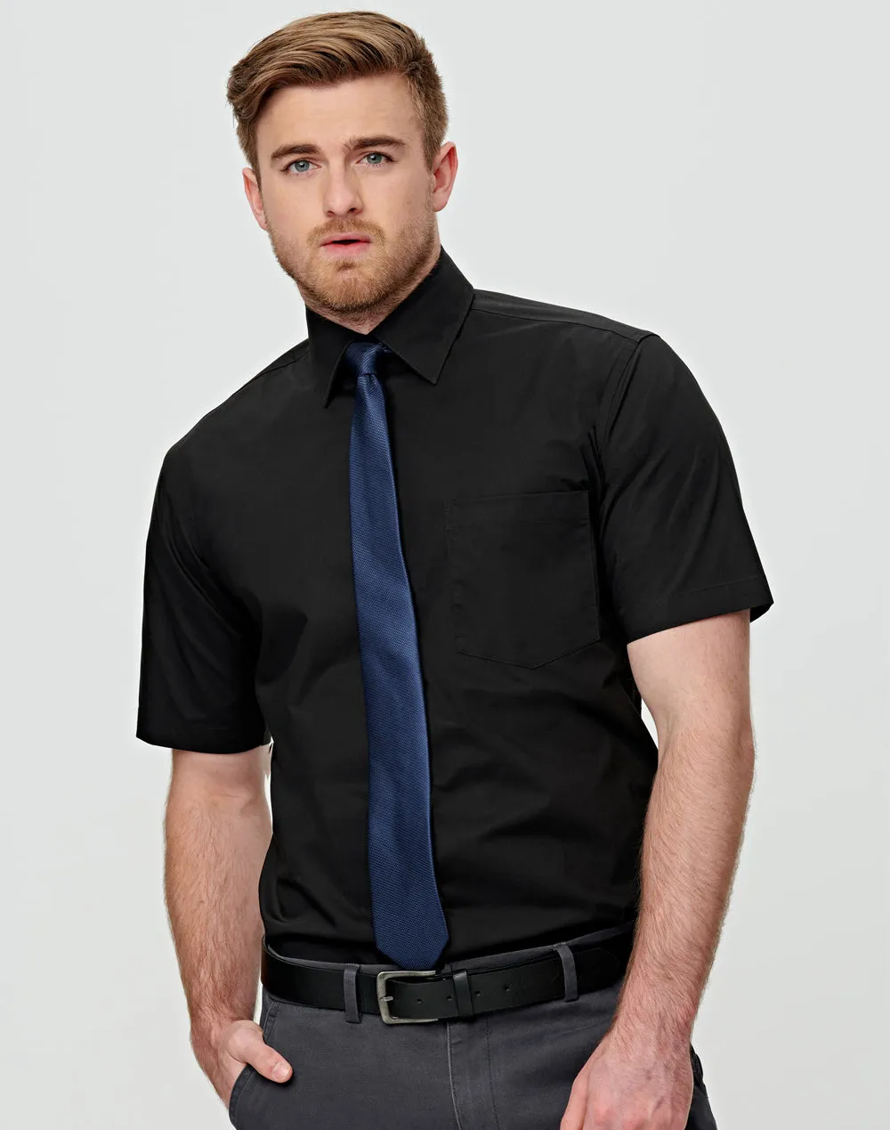 [M7020S] Men's Cotton/Poly Stretch S/S Shirt