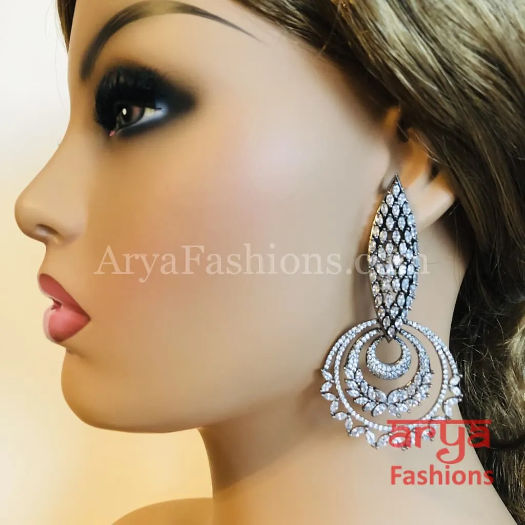 Mahi Black Silver finish Designer Fusion Earrings