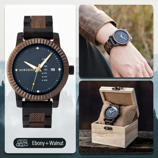 Men's Wooden Quartz Wristwatches