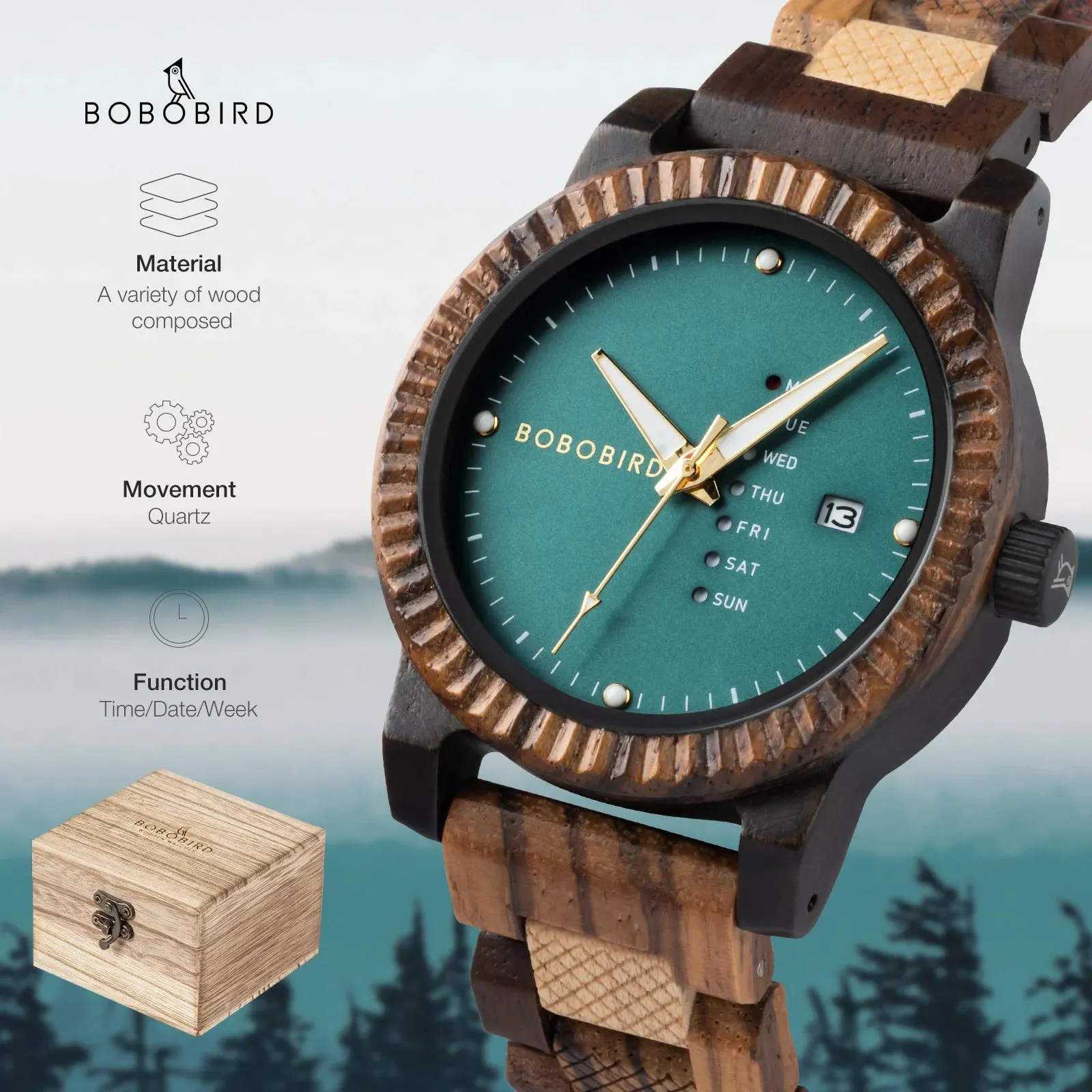 Men's Wooden Quartz Wristwatches