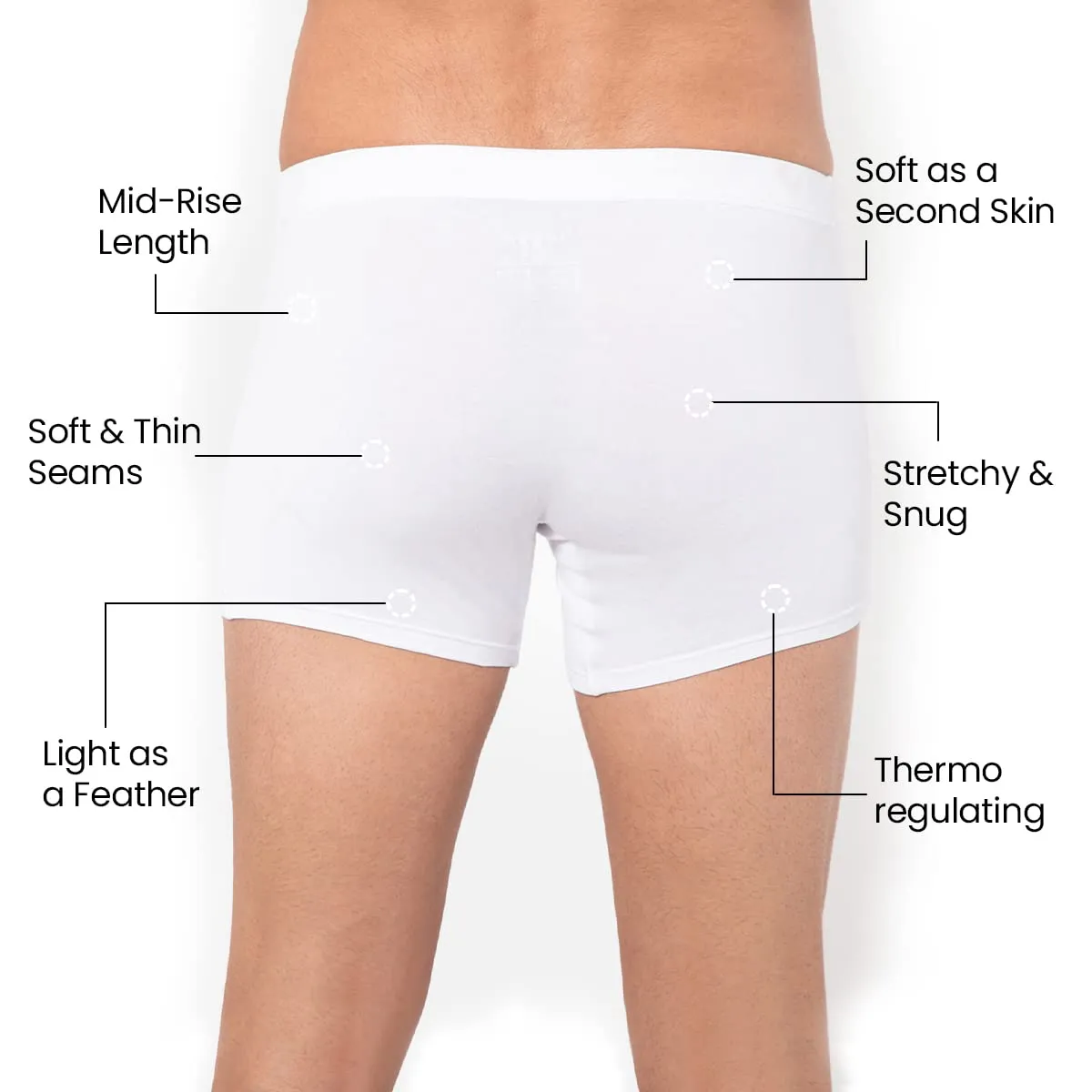 Mush Ultra Soft, Breathable, Feather Light Men's Bamboo Trunk || Naturally Anti-Odor and Anti-Microbial Bamboo Innerwear (L, White)