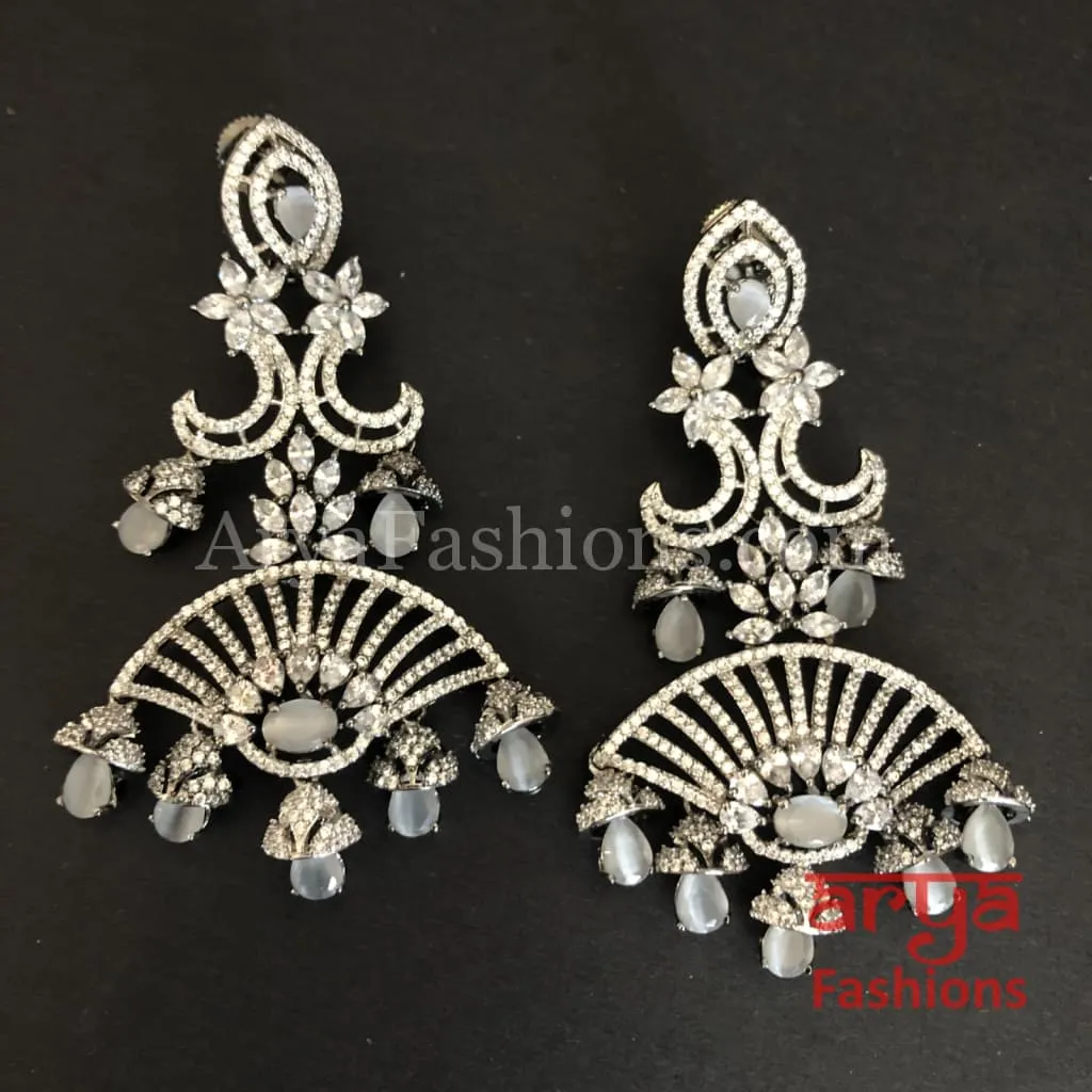 Nuvi Cubic Zirconia Silver and Victorian Party Earrings