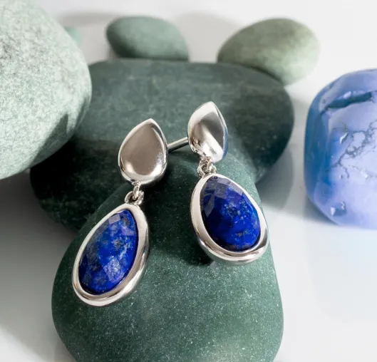 Pebble Azure Duo Droplet Stud Drop Earrings