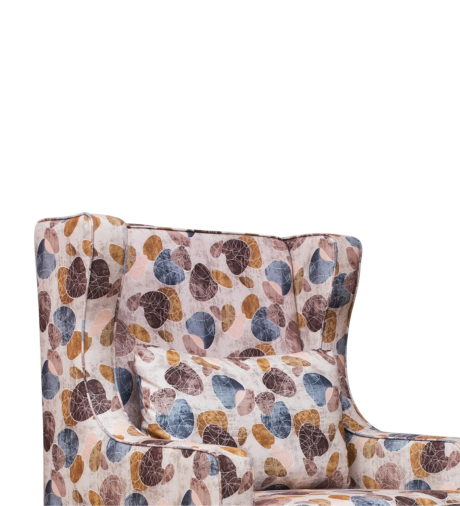 Peter Floral Print Fabric Wing Chair in Multi Colour