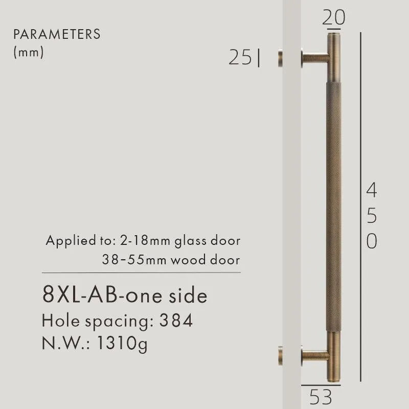 PORTA / Double-Sided Solid Brass Knurled Door Pull