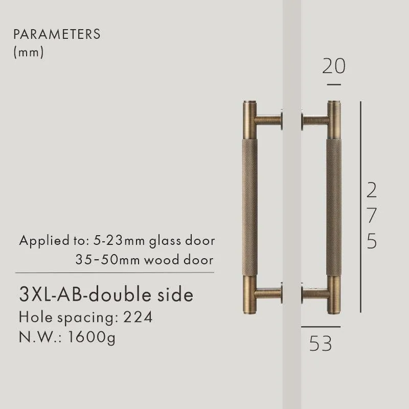 PORTA / Double-Sided Solid Brass Knurled Door Pull