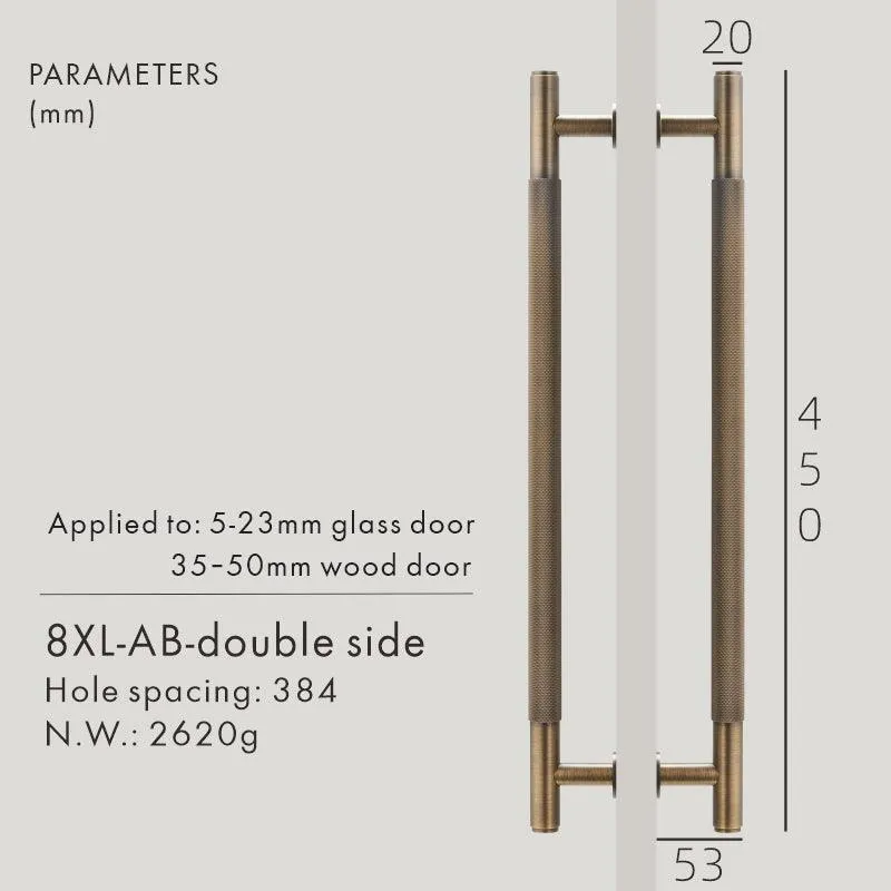 PORTA / Double-Sided Solid Brass Knurled Door Pull