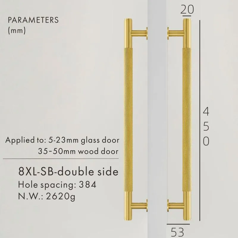 PORTA / Double-Sided Solid Brass Knurled Door Pull