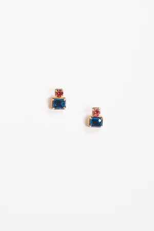 Rectangle Frame Earrings in Blue Zircon