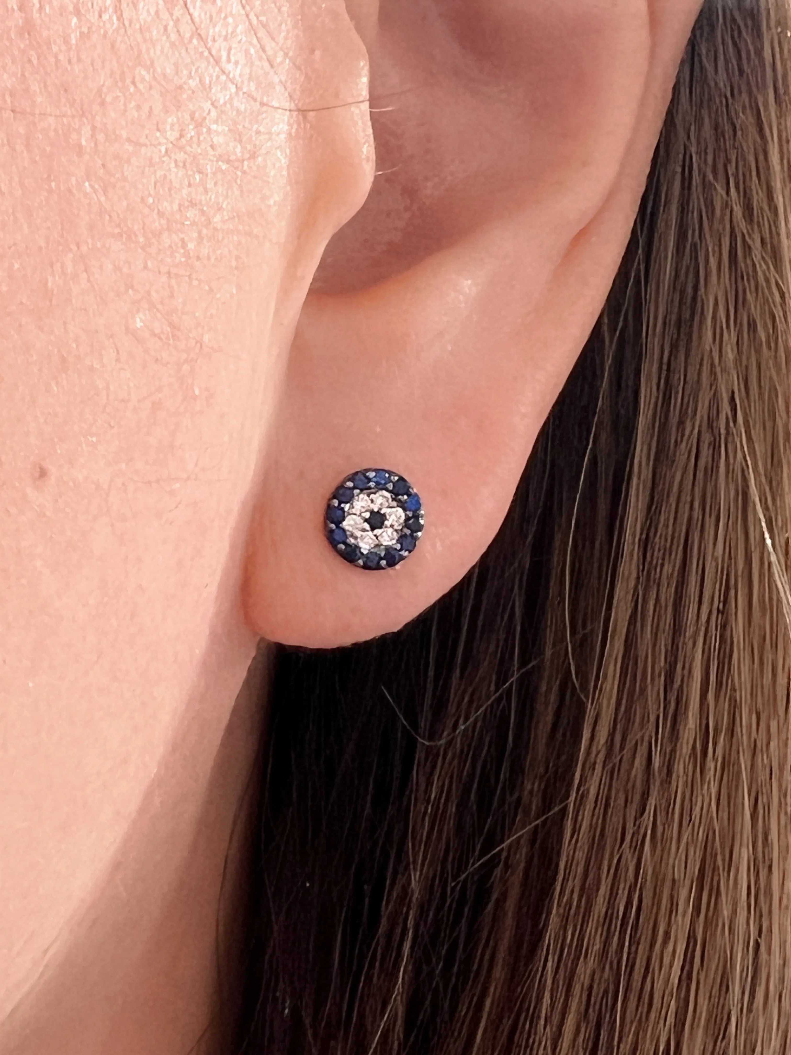 Sapphire & Diamond Disc Earrings