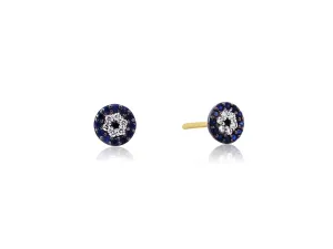 Sapphire & Diamond Disc Earrings