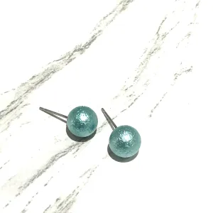 Seafoam Pitted Lucite Mini Ball Stud Earrings