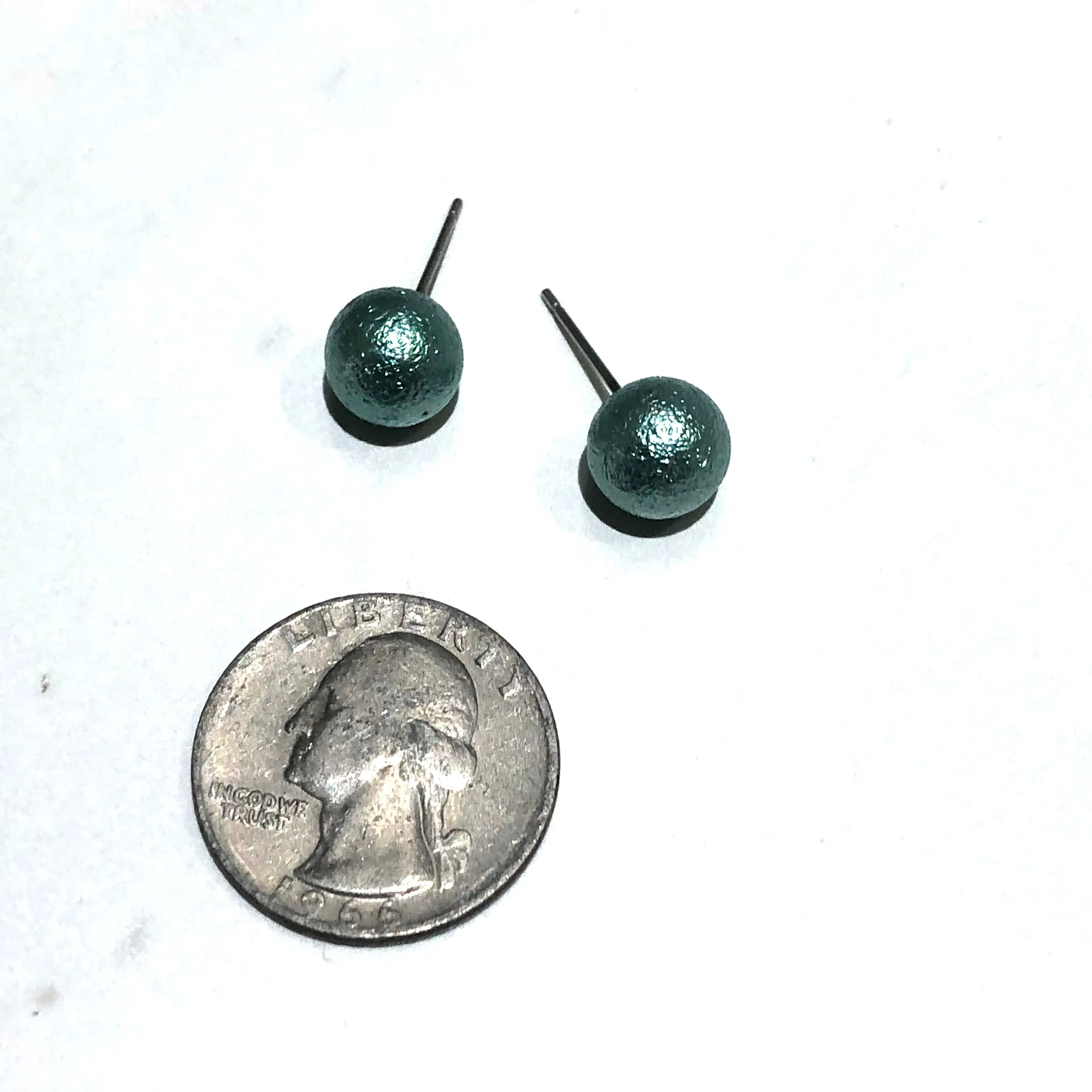 Seafoam Pitted Lucite Mini Ball Stud Earrings