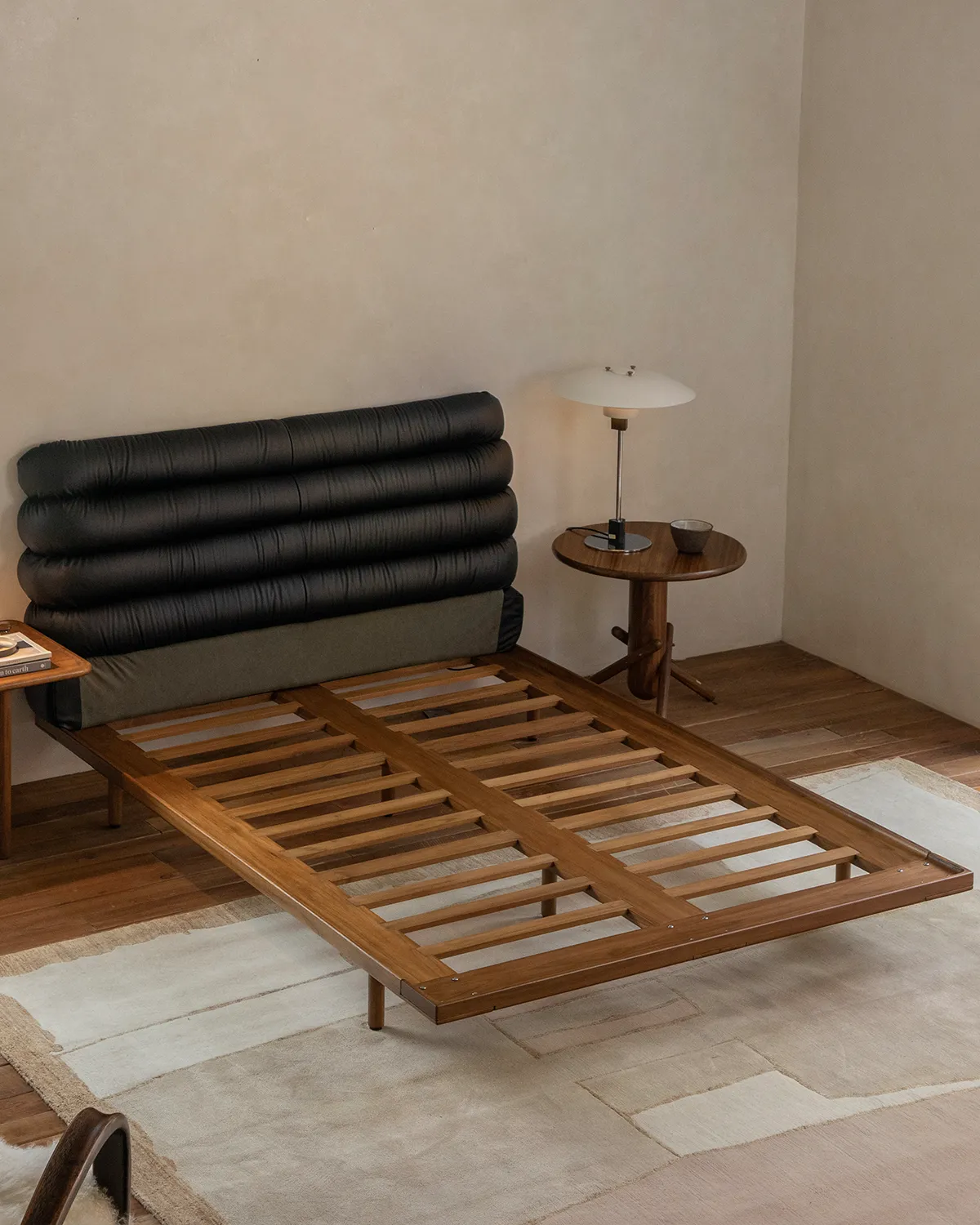 Seren Teak Leather Bed