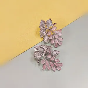 Silver Toned Pink Studded Cz Floral Stud Earrings from Asp Fashion Jewellery