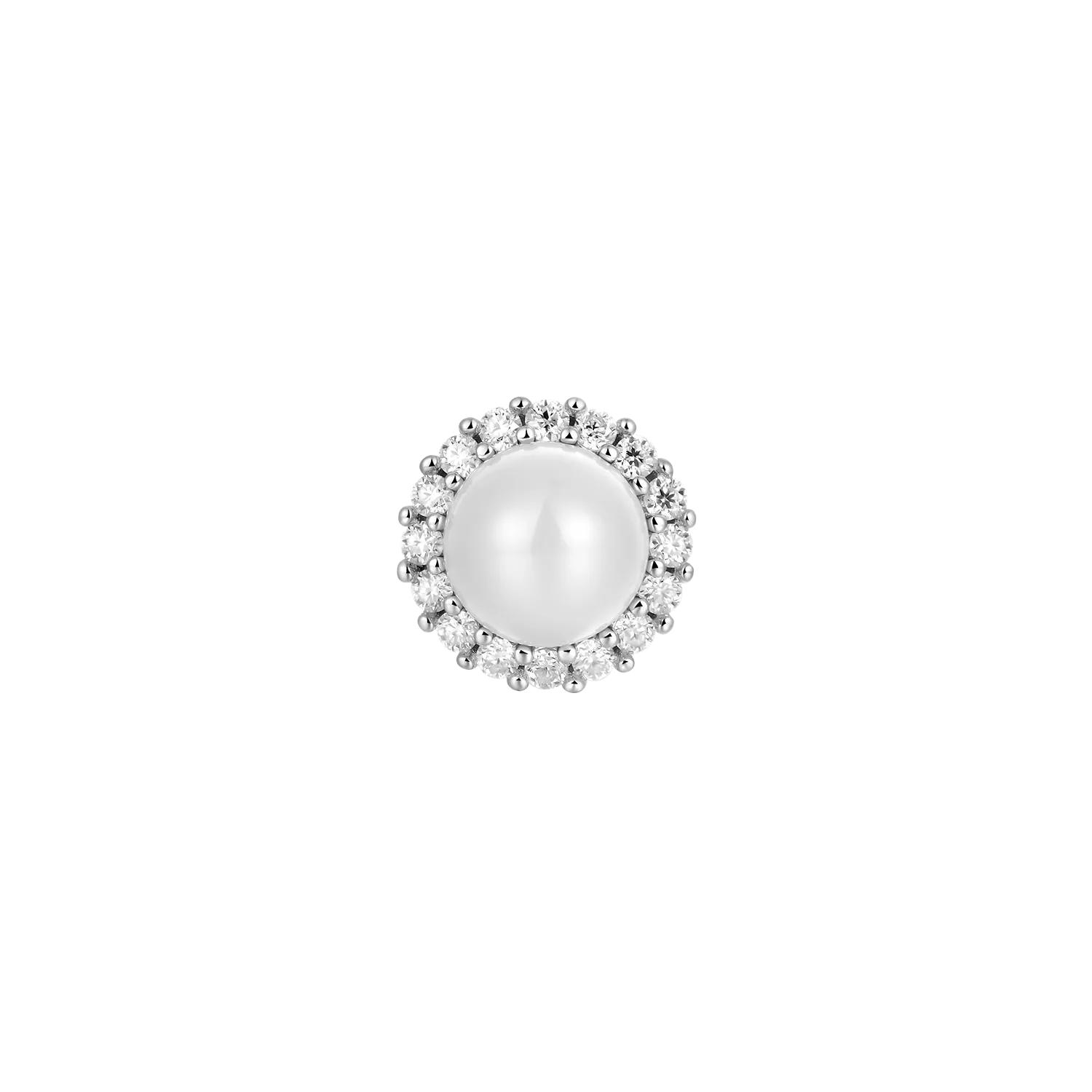 Single Moissanite Pearl Stud Earring