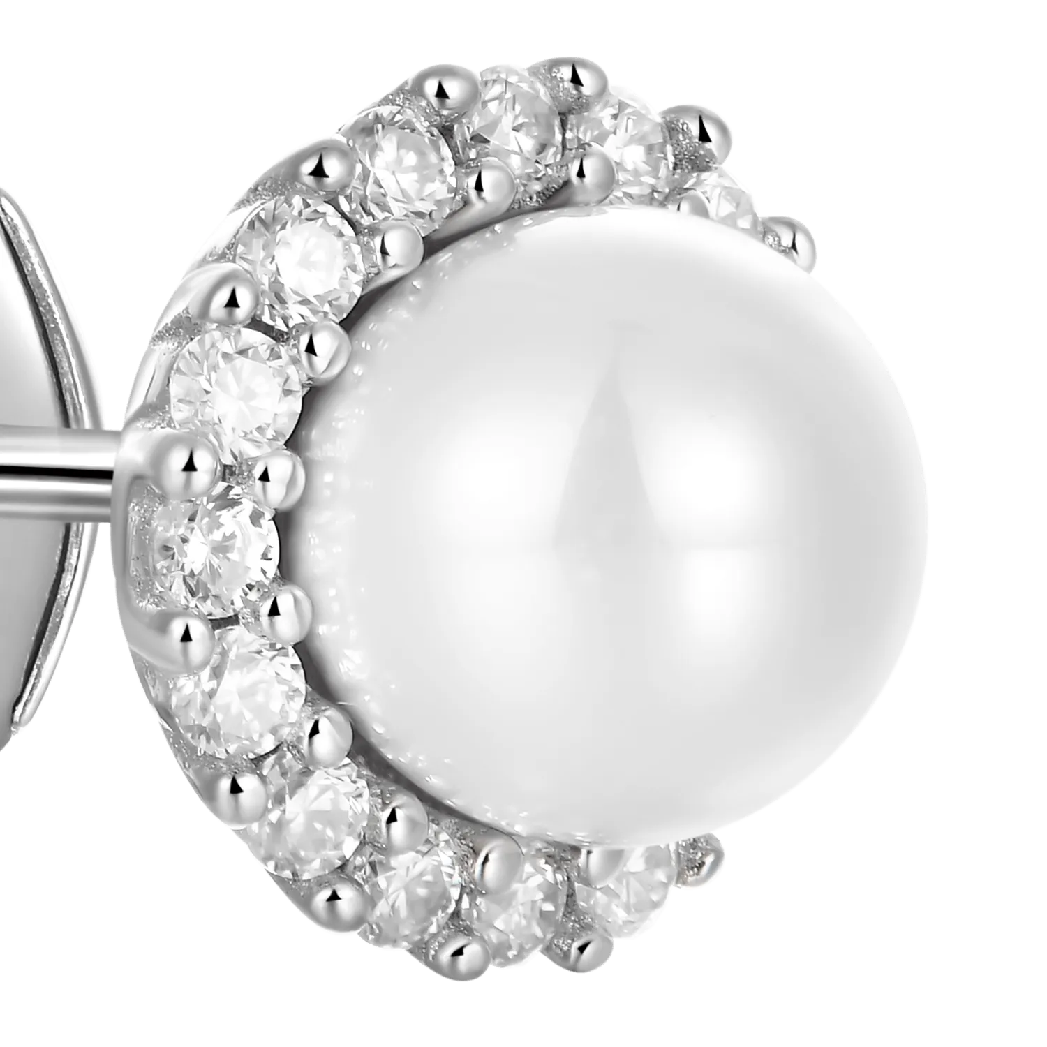 Single Moissanite Pearl Stud Earring