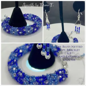 The Blues Netted Rope Bracelet and Earrings