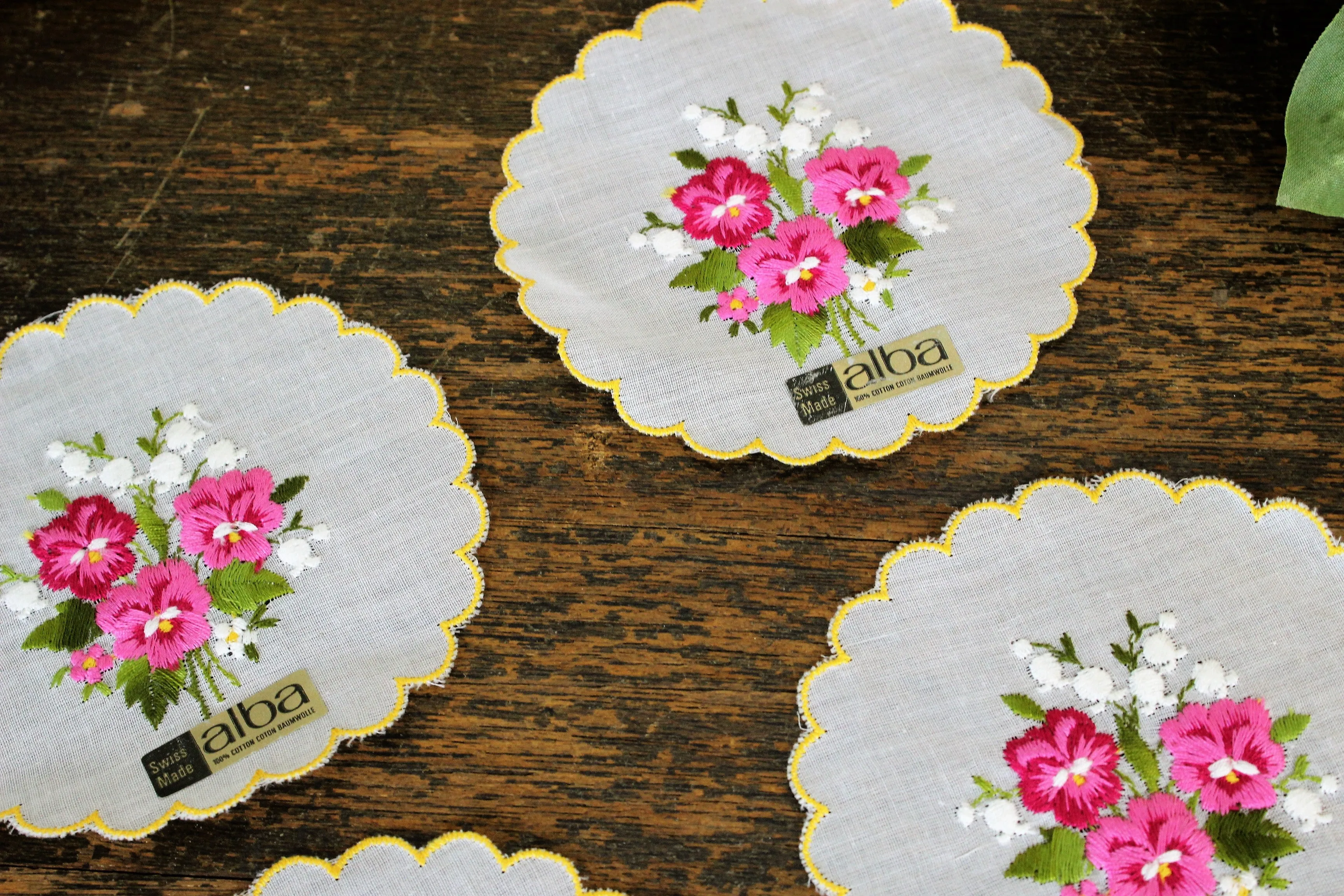 Vintage Cotton Alba Coasters Or Doilies, Set of Six