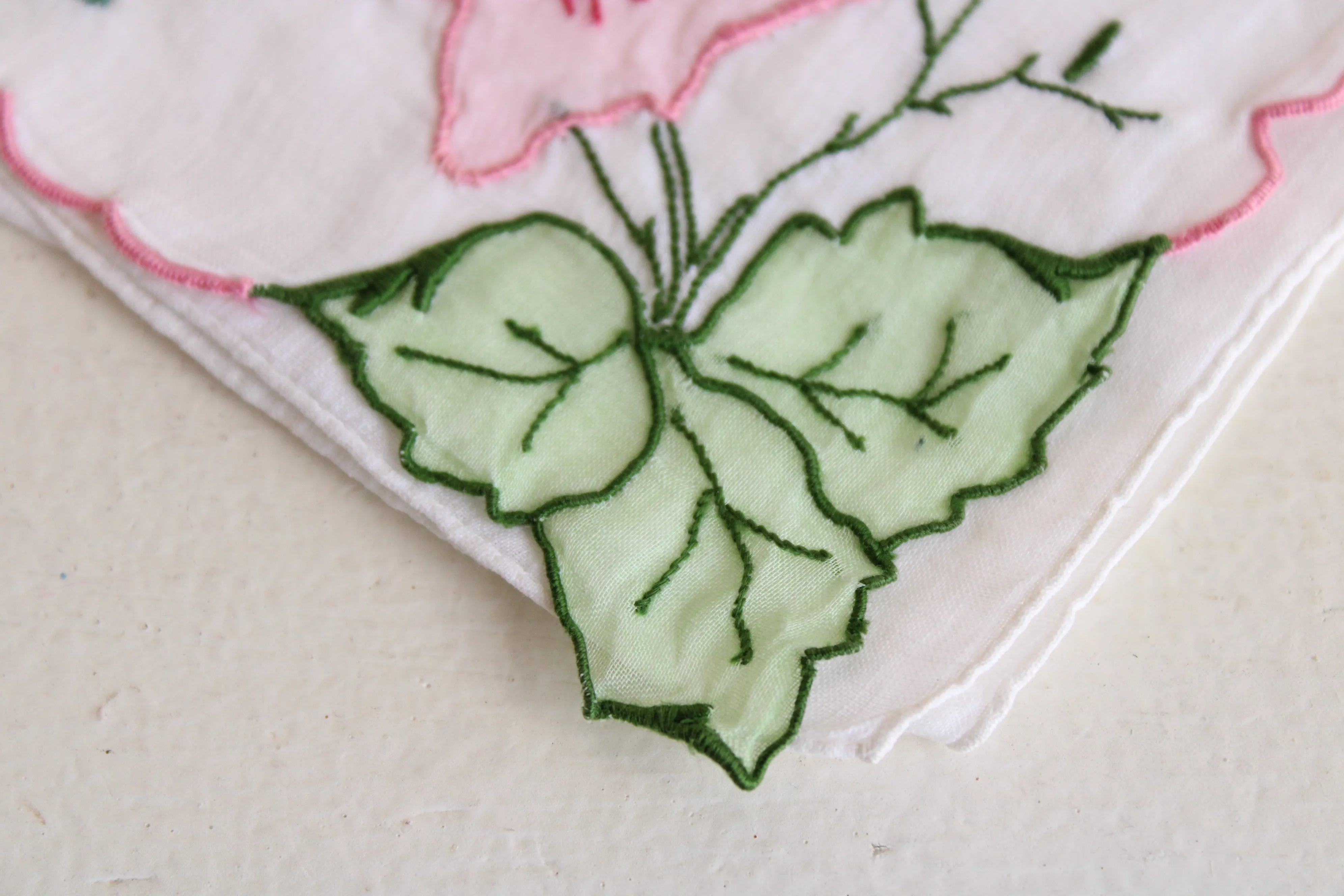 Vintage Pink Rose Handkerchief