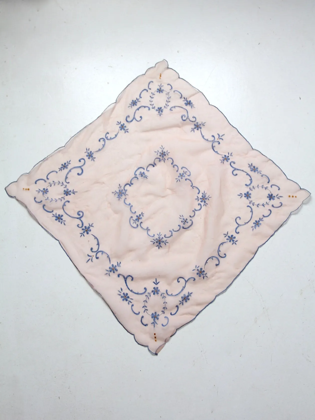 vintage sheer pink scarf with embroidery