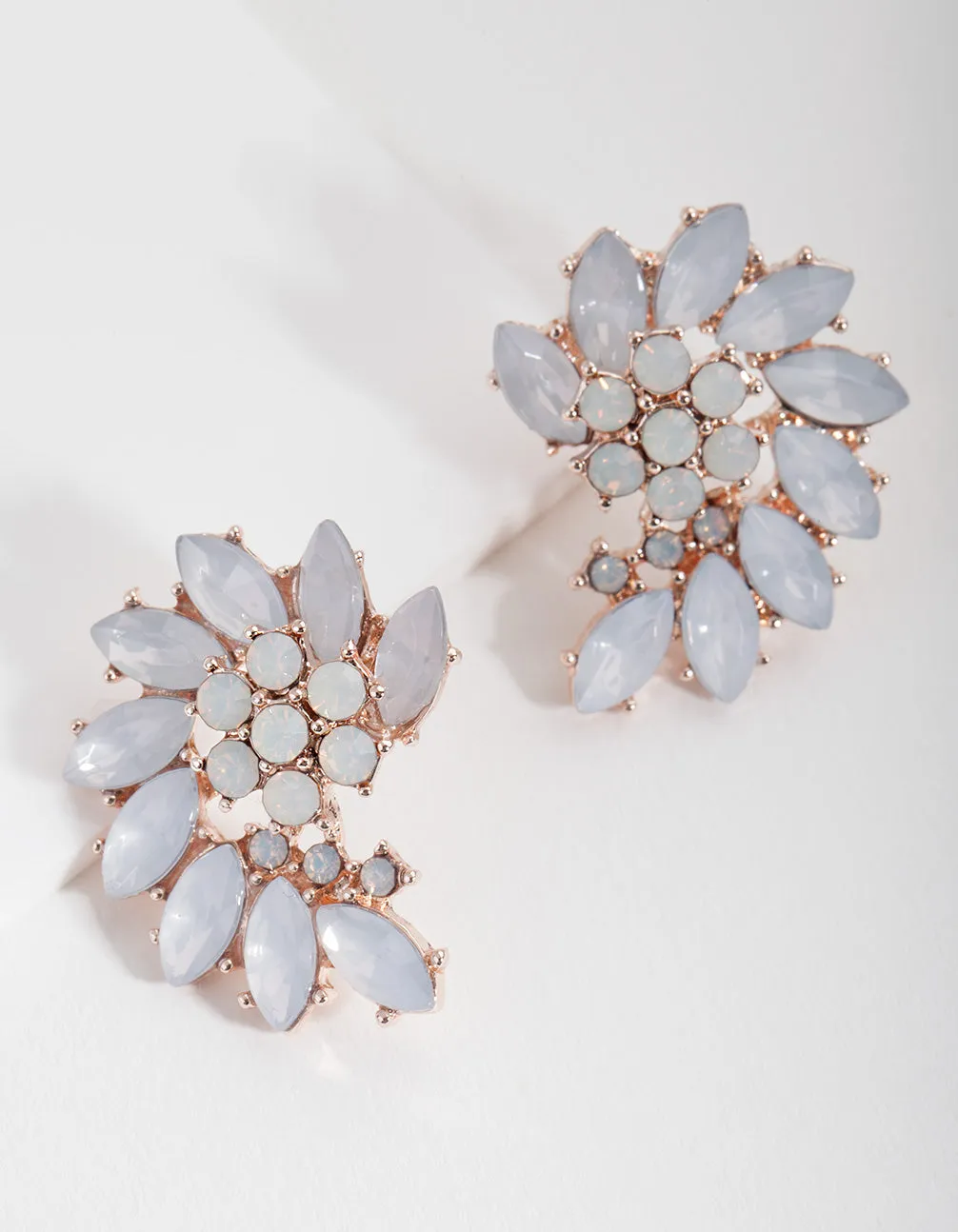 White Rose Gold Gem Stud Earrings