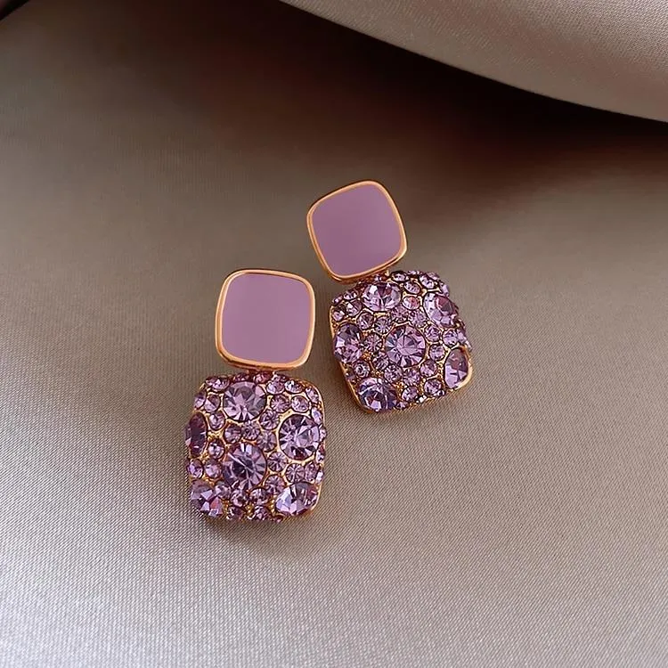 Women Exquisite Retro Purple Stud Earrings