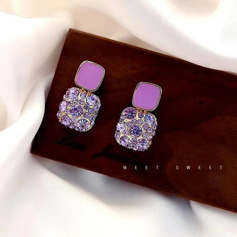 Women Exquisite Retro Purple Stud Earrings