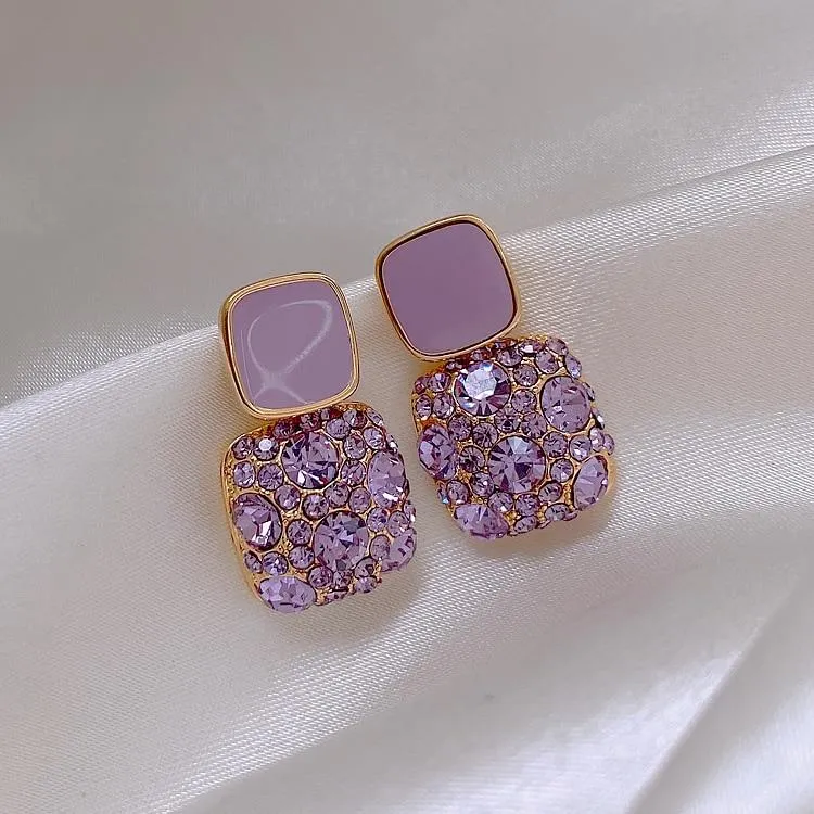 Women Exquisite Retro Purple Stud Earrings