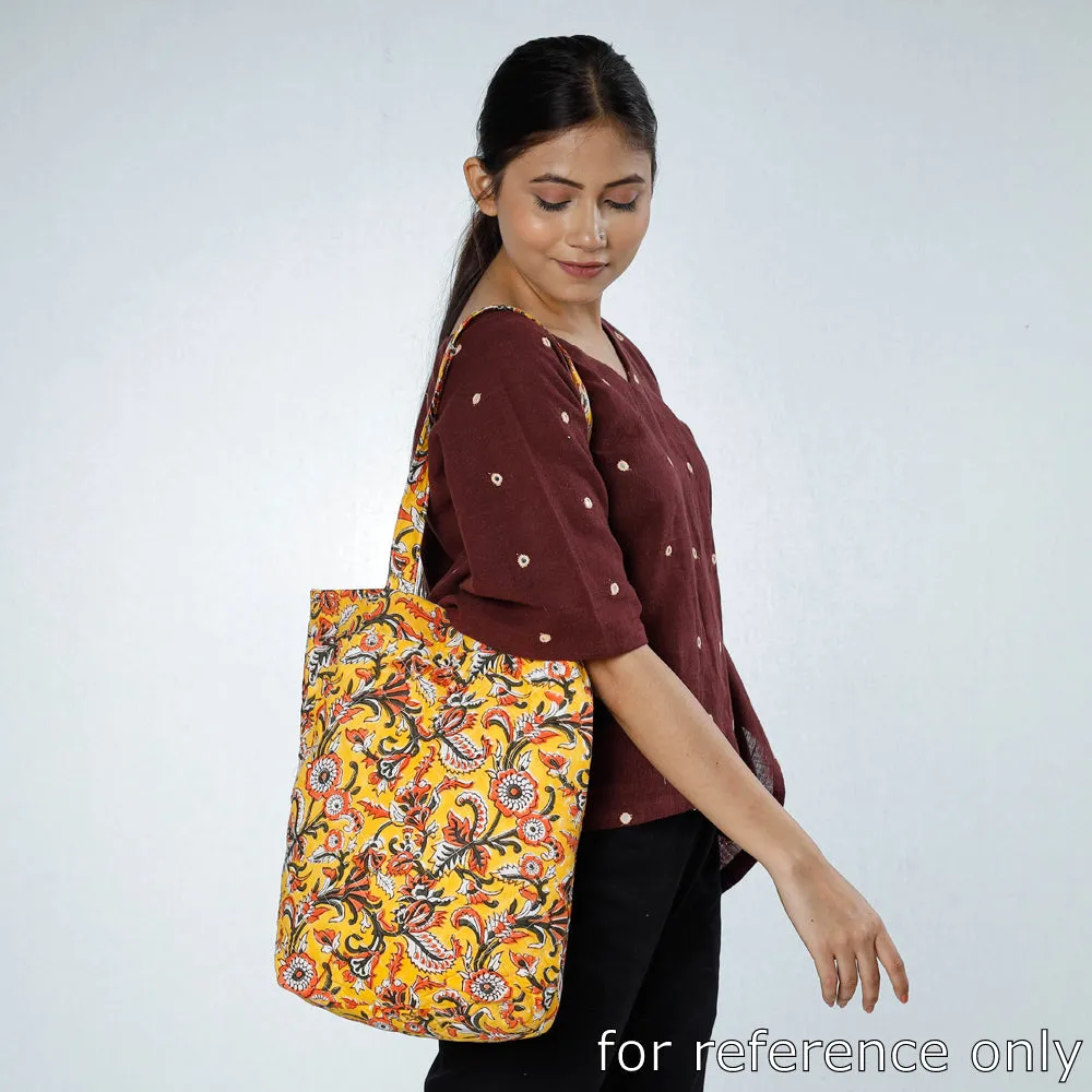 Yellow - Handcrafted Quilted Sanganeri Block Printed Shoulder Bag