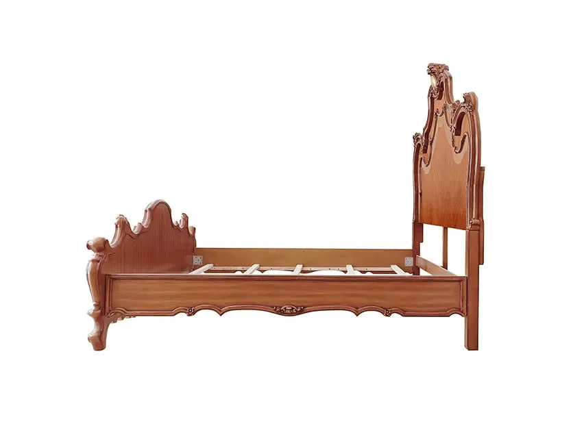 Zane King Bed w/Wood Headboard and Footboard, Honey Oak Finish