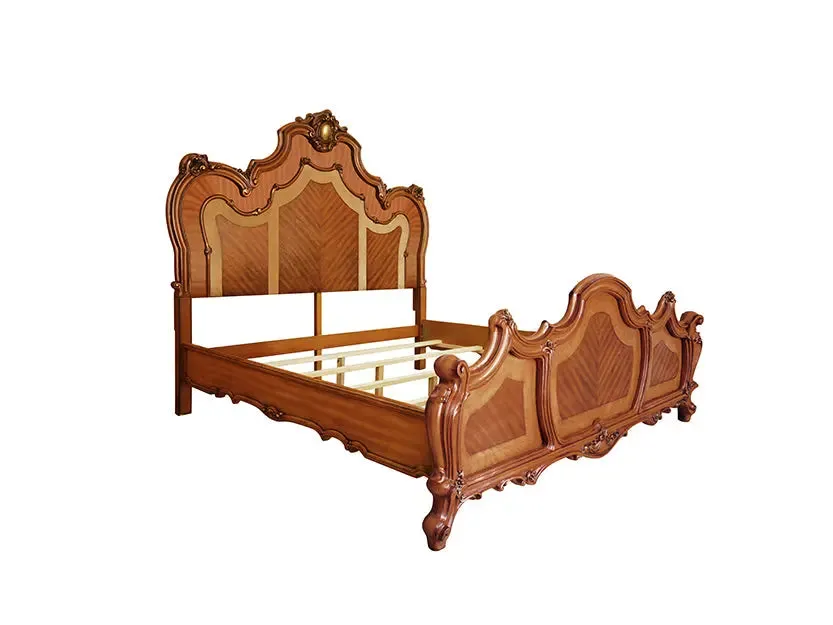 Zane King Bed w/Wood Headboard and Footboard, Honey Oak Finish